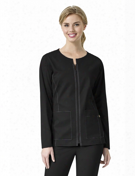 Wonderwink Seven Flex Zip Front Jacket - Black - Female - Women's Scrubs