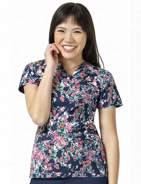 Wonderwink Wonderflex Botanical Bliss Scrub Top - Print - Female - Women's Scrubs