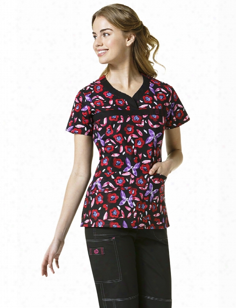 Wonderwink Wonderflex Mariposa Scrub Top - Print - Female - Women's Scrubs