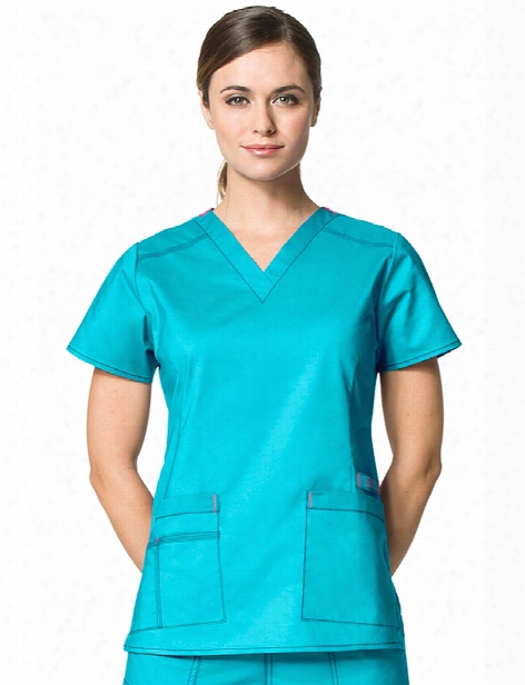 Wonderwink Wonderflex Verity Scrub Top - Aqua - Female - Women's Scrubs