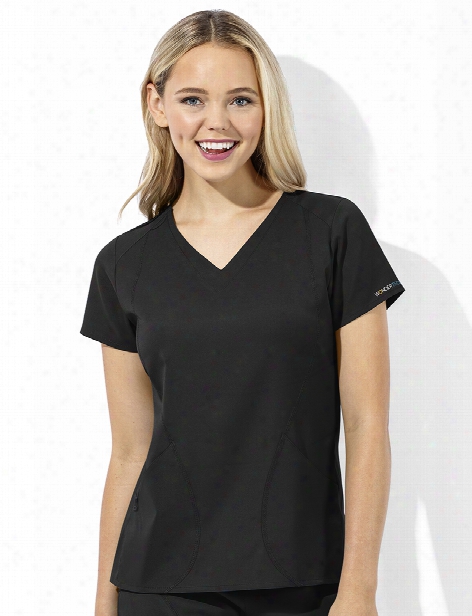 Wonderwink Wondertech V-neck Scrub Top - Black - Female - Women's Scrubs