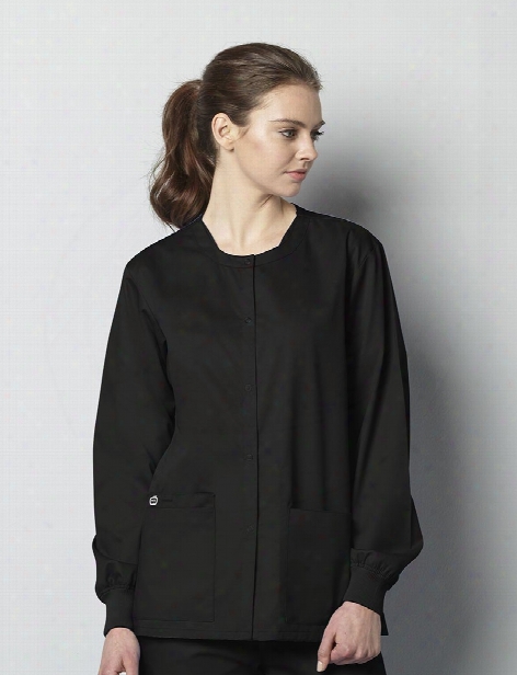 Wonderwink Wonderwork Unisex Snap Front Scrub Jacket - Black - Unisex - Unisex