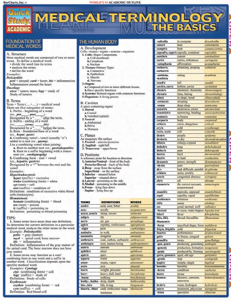 Barcharts Barcharts Basic Medical Terms Reference - Unisex - Medica Supplies