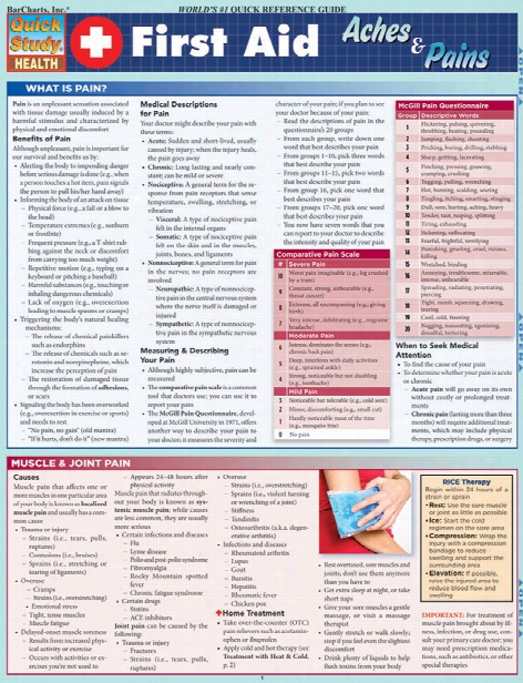 Barcharts Barcharts First Aid Aches And Pains Reference Guide - Unisex - Medical Supplies