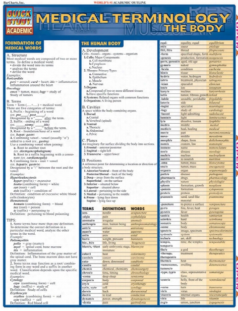 Barcharts Barcharts The Body Medical Terms Reference - Unisex - Medical Supplies