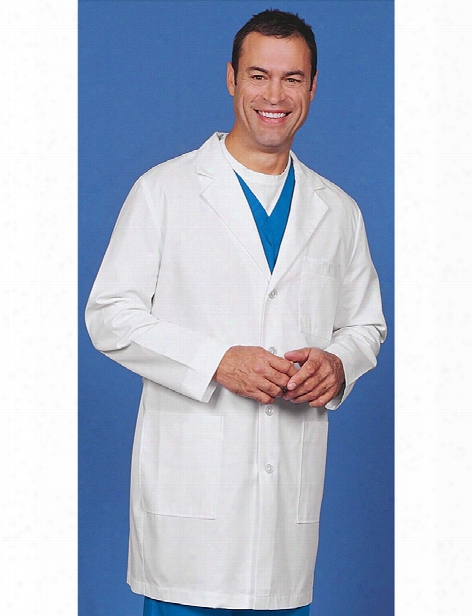 Barco Overpro 37 In 6 Pocket Mr. Barco Labcoat - White - Male - Men's Scrubs