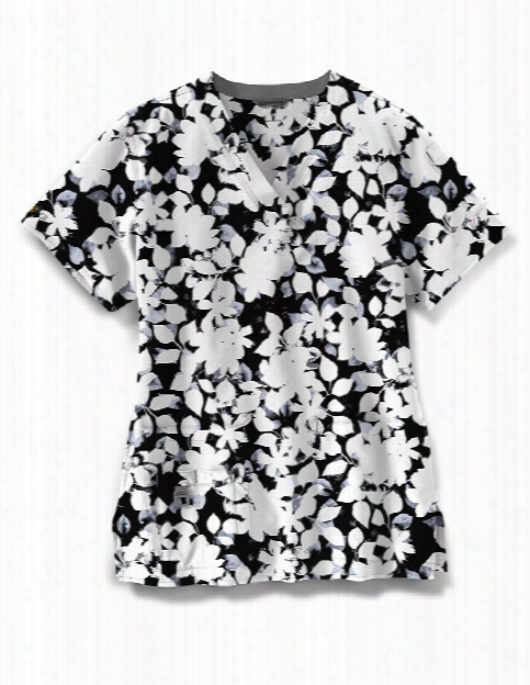 Carhartt Cross-flex Floral Nightfall Scrub Top - Print - Female - Women's Scrubs