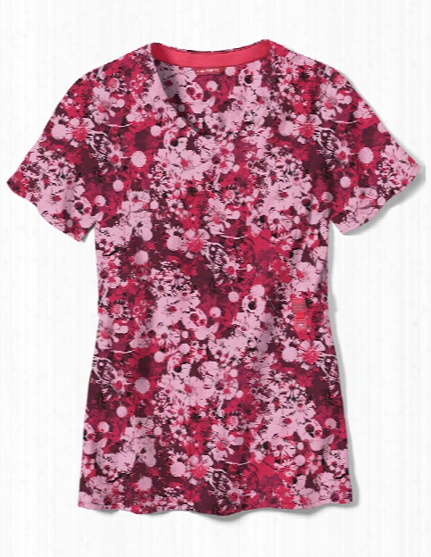 Carhartt Cross-flex Flower Press Scrub Top - Print - Female - Women's Scrubs