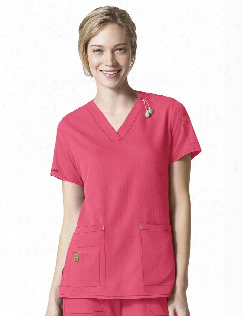 Carhartt Cross-flex Media Scrub Top - Azalea - Female - Women's Scrubs