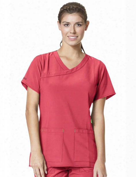 Carhartt Crossflex Y-neck Scrub Top - Azalea - Female - Women's Scrubs