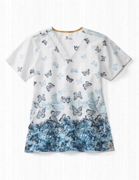 Carhartt Rockwall Flutter Garden Scrub Top - Print - Female - Women's Scrubs