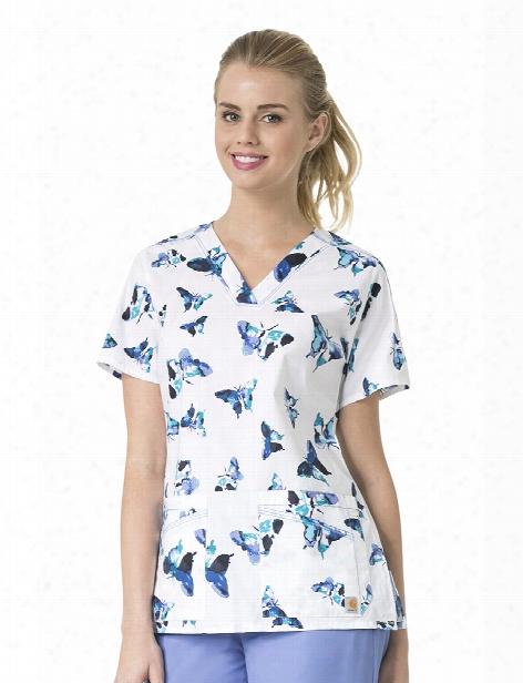 Carhartt Rockwall Take Wing Scrub Top - Print - Female - Women's Scrubs