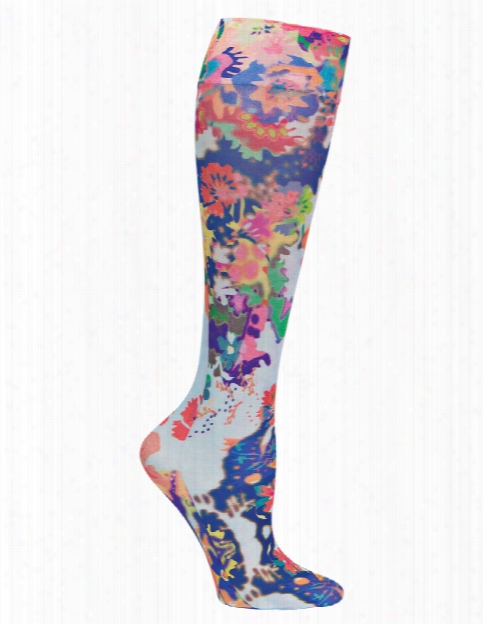 Celeste Stein Fancy Watercolors Compression Knee High Socks - Print - Female - Women's Scrubs