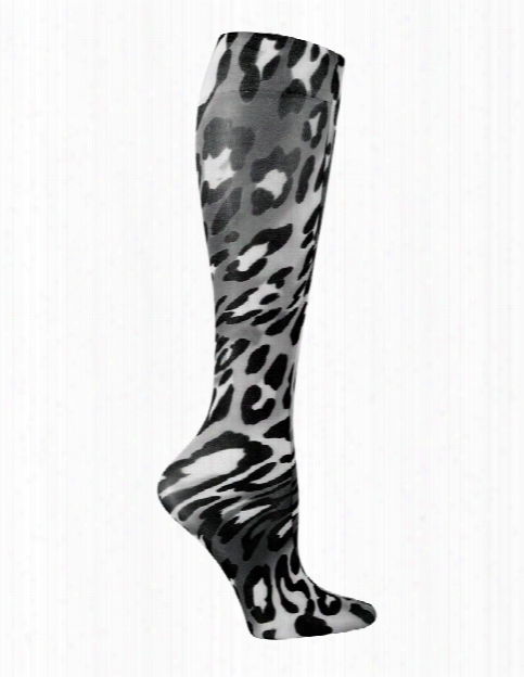 Celeste Stein Grey Leopard Compression Knee High Socks - Female - Women's Scrubs