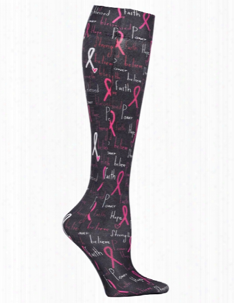 Celeste Stein Inspirational Breast Cancer Awareness Compression Knee High Socks - Print - Female - Women's Scrubs