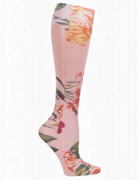 Celeste Stein Pink Floral Compression Knee High Socks - Print - Female - Women's Scrubs