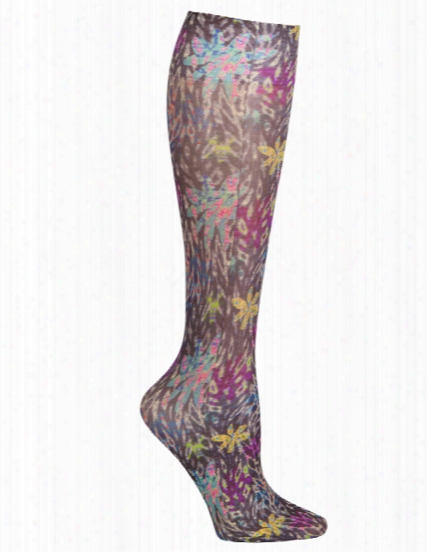 Celeste Stein Wild Neon Compression Knee High Socks - Print - Female - Women's Scrubs