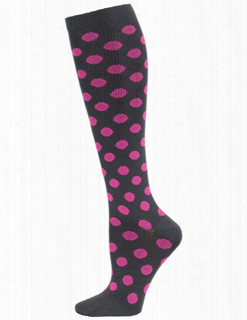 Cherokee Cherokee Grey-pink Polka Dots Compression Knee High Socks - Female - Women's Scrubs