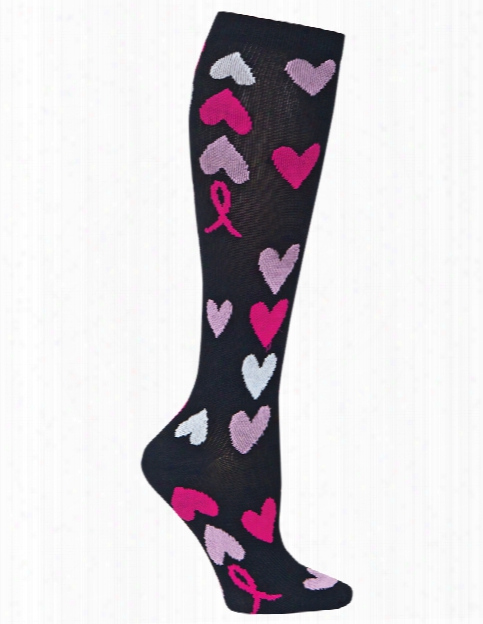 Cherokee Cherokee Pink Ribbon Heart Compression Knee High Socks - Female - Women's Scrubs