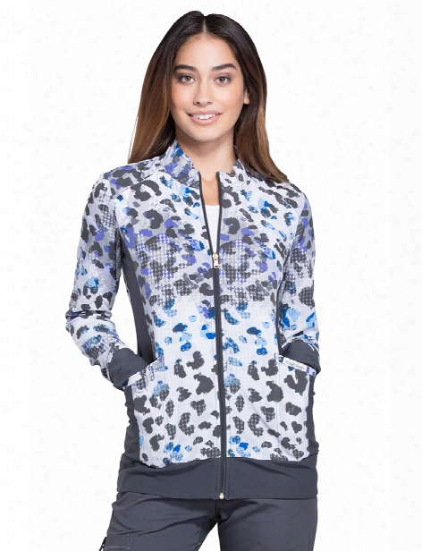 Cherokee Flexibles Hidden Houndstooth Warm-up Jacket - Print - Female - Women's Scrubs