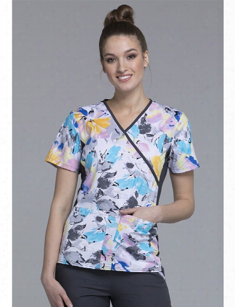 Cherokee Flexibles Painted Pretty Scrub Top - Print - Female - Women's Scrubs