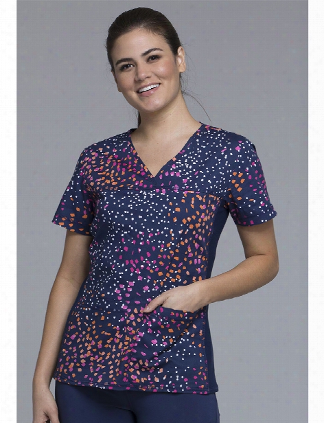 Cherokee Fexibles Speck-tacular Scrub Top - Print - Female - Women's Scrubs