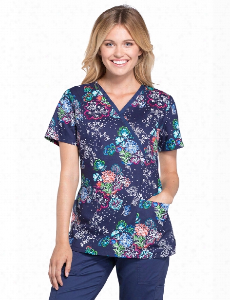 Cherokee Floral Days Scrub Top - Print - Female - Women's Scrubs