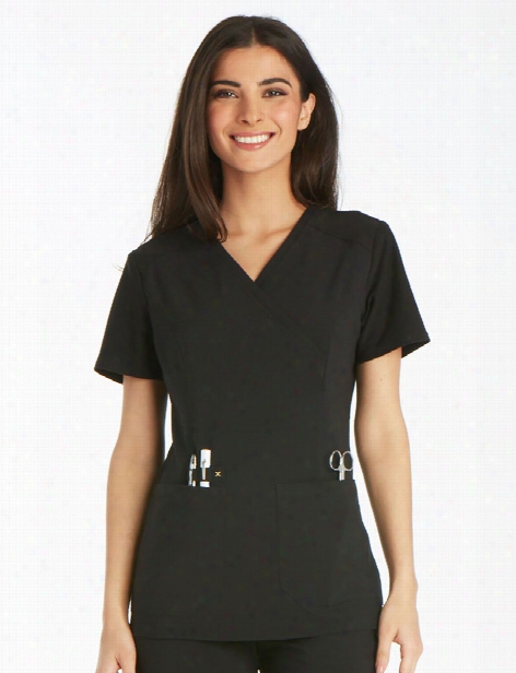 Cherokee Iflex Mockwrap Scrub Top - Black - Female - Women's Scrubs