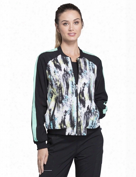 Cherokee Infinity Shades Of Grey Warm-up Jacket - Print - Female - Women's Scrubs