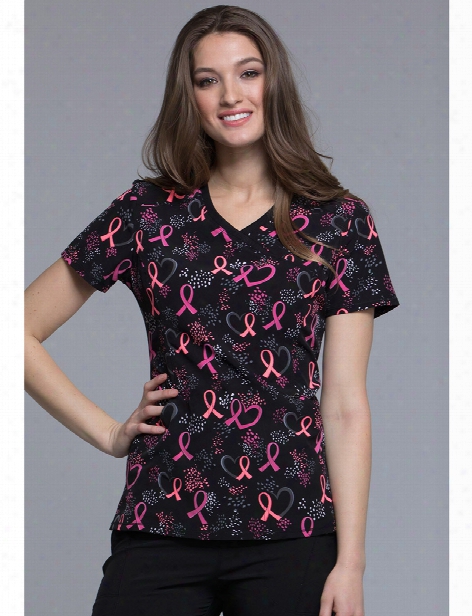 Cherokee Infinity You Dot The Love Scrub Top - Print - Female - Women's Scrubs