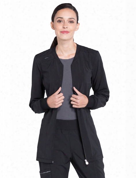 Cherokee Infinity Zip Front Warm-up Jacket - Black - Female - Women's Scrubs