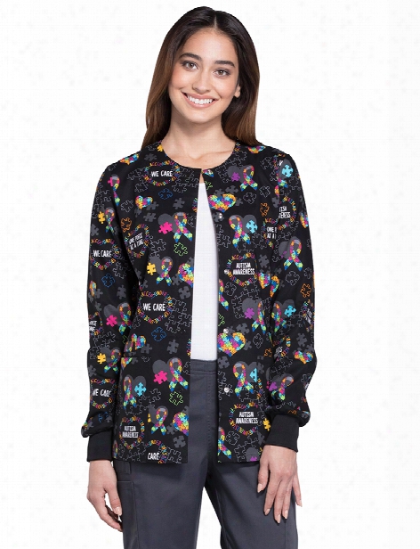 Cherokee Love You To Pieces Warm-up Jacket - Print - Female - Women's Scrubs