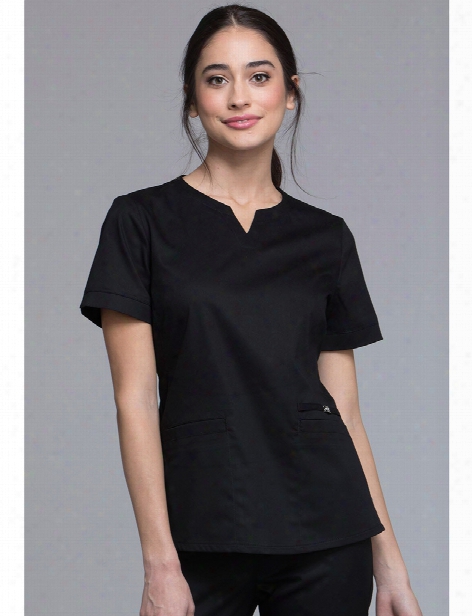 Cherokee Luxe Notched V-neck Scrub Top - Black - Female - Women's Scrubs