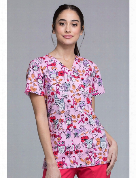 Cherokee Owl About The Love Scrub Top - Print - Female - Women's Scrubs