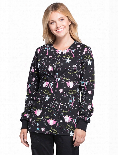 Cherokee Tooth Fairy Magic Warm-up Jacket - Print - Female - Women's Scrubs