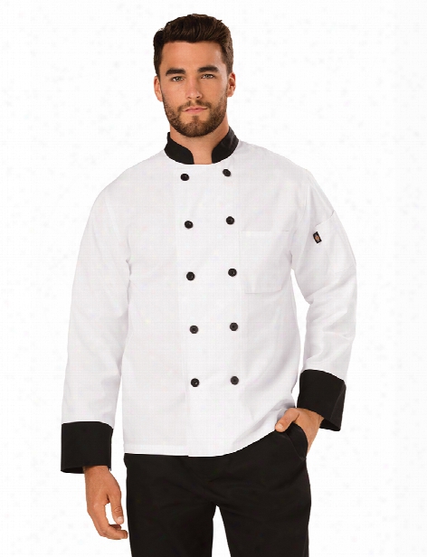 Dickies Chef Unisex Classic 10-button Contrast Chef Coat - White-black - Unisex - Chefwear