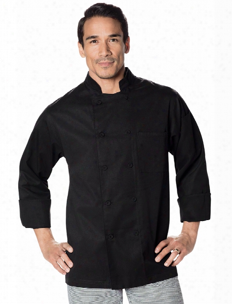 Dickies Chef Unisex Classic Cloth-covered Button Chef Coat - Black - Unisex - Chefwear