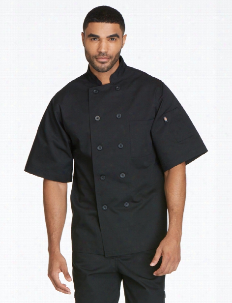 Dickies Chef Unisex Classic Short Sleeve 10-button Chef Coat - Black - Unisex - Chefwear