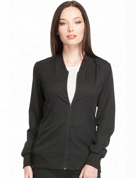 Dickies Dynamix Zip Front Warm-up Jacket - Black - Female - Women's Scrubs