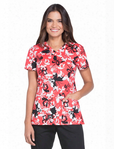 Dickies Eds Brushstroke Butterflies Scrub Top - Print - Female - Women's Scrubs