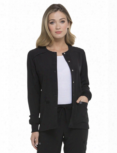 Dickies Eds Essentials Snap Closur Warm-up Scrub Jacket - Black - Female - Women's Scrubs