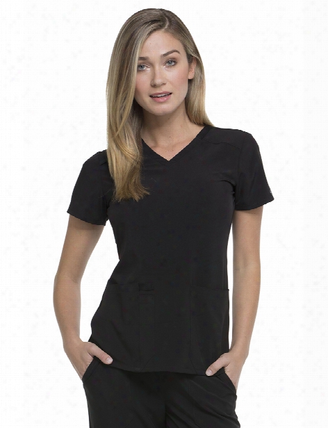 Dickies Eds Essentials V-neck Scrub Top - Black - Female - Women's Scrubs