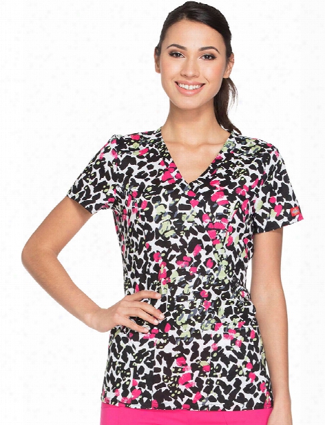 Dickies Xtreme Stretch Too Spot To Handle Scrub Top - Print - Female - Women's Scrubs