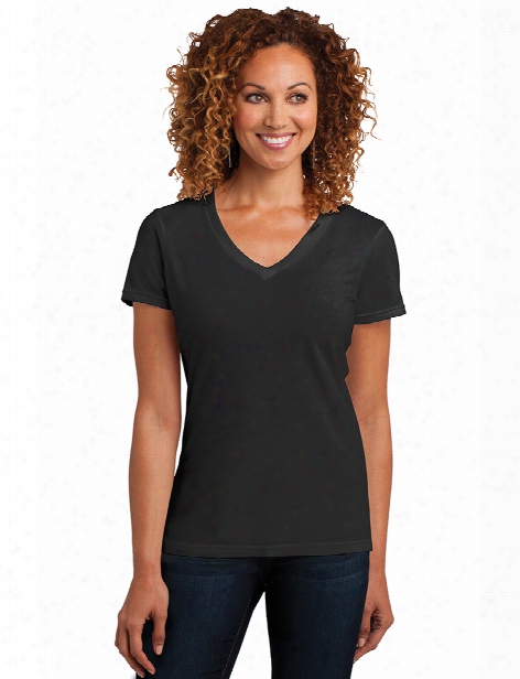 District Ladies V-neck Tee - Black - Unisex - Corporate Apparel