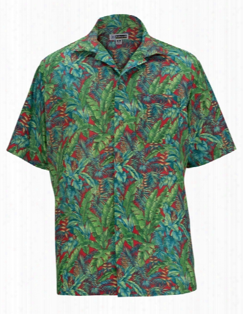 Edwards Clearance Tropical Leaf Camp Shirt - Red Leaf - Unisex - Corporate Apparel