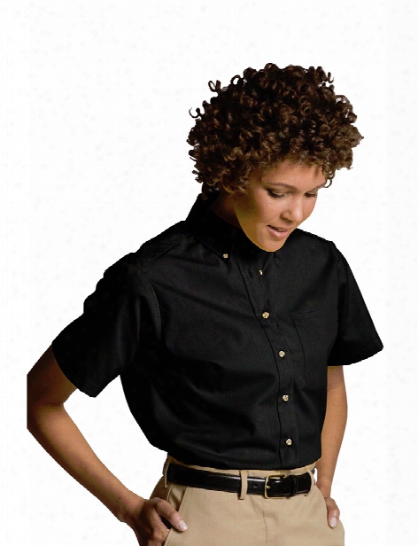 Edwards Ladies Short Sleeve Soft Poplin Shirt - Black - Unisex - Corporate Apparel