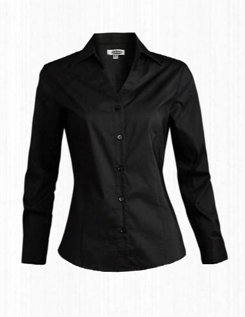 Edwards Ladies V-neck Stretch Blouse - Black - Unisex - Corporate Apparel