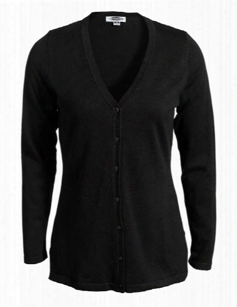 Edwards Long V-neck Soft Cardigan - Black - Unisex - Corporate Apparel