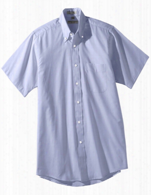 Edwards Mens Pinpoint Oxford Short Sleeve Shirt - Blue - Unisex - Corporate Apparel