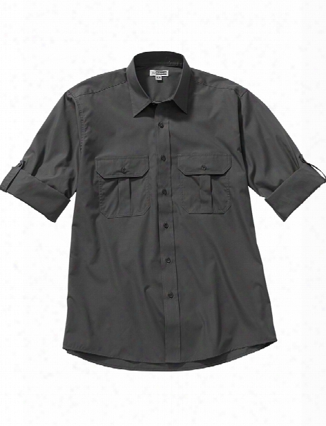 Edwards Mens Poplin Rollup Sleeve Shirt - Steel Grey - Unisex - Corporate Apparel